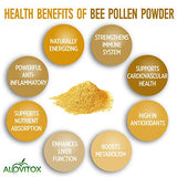 Alovitox Fresh Bee Pollen Powder 16 Oz | 100% Pure, Fresh Natural Raw Bee Pollen | Bee Pollen Supplement Proteins | Vitamins B6, B12, C, A Pollen Bee | Bee Pollen, Gluten Free Polen