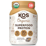 KOS Organic Plant Based Protein Powder, Chocolate Peanut Butter - Delicious Vegan Protein Powder Meal Replacement - Keto Friendly, Gluten Free, Dairy Free & Soy Free - 2.4 lbs, 28 Servings