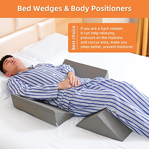 Fanwer Bed Wedges & Body Positioners (3 in 1), 40 Degree Wedges for Bed Positioning,Positioning Pillows for Elderly, Wedge Pillow for Bed Sores, Side Sleeping, After Surgery, Knees Elevated,Back Pain