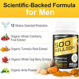 Probiotics for Men - 500 Billion CFU 12 Strains Men's Probiotics with Turmeric Cranberry & Goji, Men's Ultimate Care, Probiotics for Digestive Health, Bloating, Immune, Gut, Overall Health, 60 Capsule