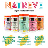 Natreve Vegan Protein Powder - 25g Plant Based Protein Powder with Probiotics and Amino Acids - Gluten Free Fudge Brownie, 18 Servings