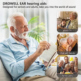 DROWELL EAR Hearing Aids, Rechargeable Hearing Aid for Seniors & Adults with Noise Cancelling, Behind-The-Ear OTC Hearing Amplifier Personal Sound Amplification Devices with Portable Charging Base（Gold）