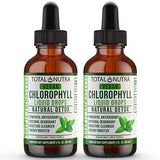 Liquid Chlorophyll Drops 50mg: Vegan Chlorophyll Liquid Drops for Natural Energy Boost, Immune Support, Body Detox for Skin Care, Internal Deodorant Mint Flavor, Non-GMO, Gluten Free Total Nutra 2pack