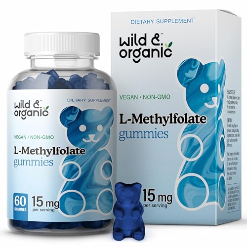 Wild & Organic L-Methylfolate 15mg Gummies - Vitamin B Folate to Help Improve Wellness, Mood, Sleep Quality, Brain Function - 60 Chewables