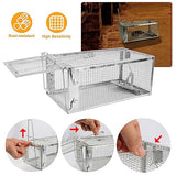 KOCASO Humane Rat Trap, Small 1-Door Live Chipmunk Trap That Work for Indoor and Outdoor, Easy to Catch and Release Live Animal Trap Mouse Trap Cage for Rodents Mice Voles Hamsters, Metal & Reusable