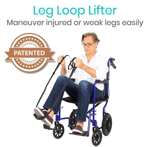 Vive Multi Purpose Leg Lifter Strap - Proflex Leg Lift Strap - Leg Lifter Assist with Nylon Webbing for Recovery, Stretching - Loop with Hand Grips - Lift Foot, Calf for Elderly, Handicapped, Car, Bed