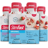 SlimFast Meal Replacement Shake, Original Strawberries & Cream, 10g of Ready to Drink Protein, 11 Fl. Oz Bottle, 4 Count (Pack of 3) (Packaging May Vary)