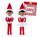 The Elf on the Shelf 12" Plushee Pal Snuggler Elf Dark Tone Girl & Boy with Joy Travel Bag