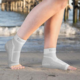 TechWare Pro Ankle Brace Compression Sleeve - Relieves Achilles Tendonitis, Joint Pain. Plantar Fasciitis Foot Sock with Arch Support Reduces Swelling & Heel Spur Pain. (White, XXL)