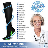 CHARMKING Compression Socks for Women & Men (8 Pairs) 15-20 mmHg Graduated Copper Support Socks are Best for Pregnant, Nurses - Boost Performance, Circulation, Knee High & Wide Calf (L/XL, Multi 32)