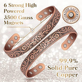 Magnetic Lymph Detox Bracelet: Copper Bracelet for Women Men, 100% Pure Copper Bracelet with 6 Magnets 3500 Gauss - Jewelry Gifts (2PCS)