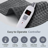 Electric Heating Pad for Back Pain Relife, Cramps, Neck and Shoulder, Moist/Dry Heat Therapy with Auto Shut Off Heating Pads, Holiday Christmas Gifts for Women Men Mom Dad (12"x24"), Gray