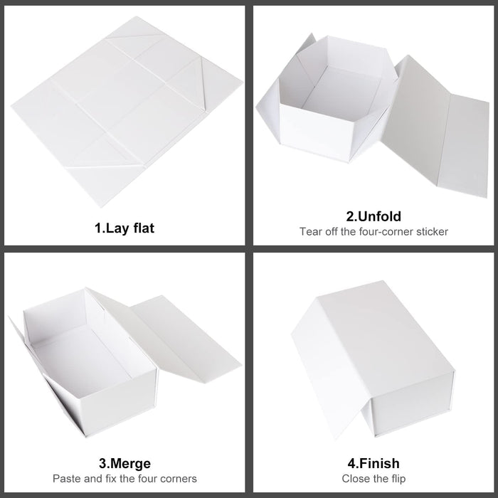 Gift Boxe 10" x 6" x 3" with Magnetic Closure Lid Gift Boxes for Presents,Bridesmaid Gifts Box,Cute Box,Birthday Gift box,Luxury for Gift Packaging, Magnetic Gift Box for Wrapping Gifts (White/5PCS)