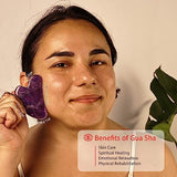 Rena Chris Gua Sha Facial Tools, Natural Jade Stone Guasha Tool, Manual Massage Sticks for Jawline Sculpting and Puffiness Reducing, Gua Sha Scraping Massage Tool, Skin-Care Gift (Purple)
