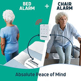 Lunderg Bed Alarm & Chair Alarm System - Wireless Bed Sensor Pad (10” x 30”), Chair Sensor Pad & Pager - Chair & Bed Alarms and Fall Prevention for Elderly and Dementia Patients - Full Caregiver Set