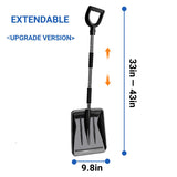 Ergonomic Snow Shovel for Car, Portable Snow Shovel with D-Grip Handle, Lightweight Aluminum Collapsible Capacity Shovel for Car, Camping, Garden, and Other Outdoor Activities