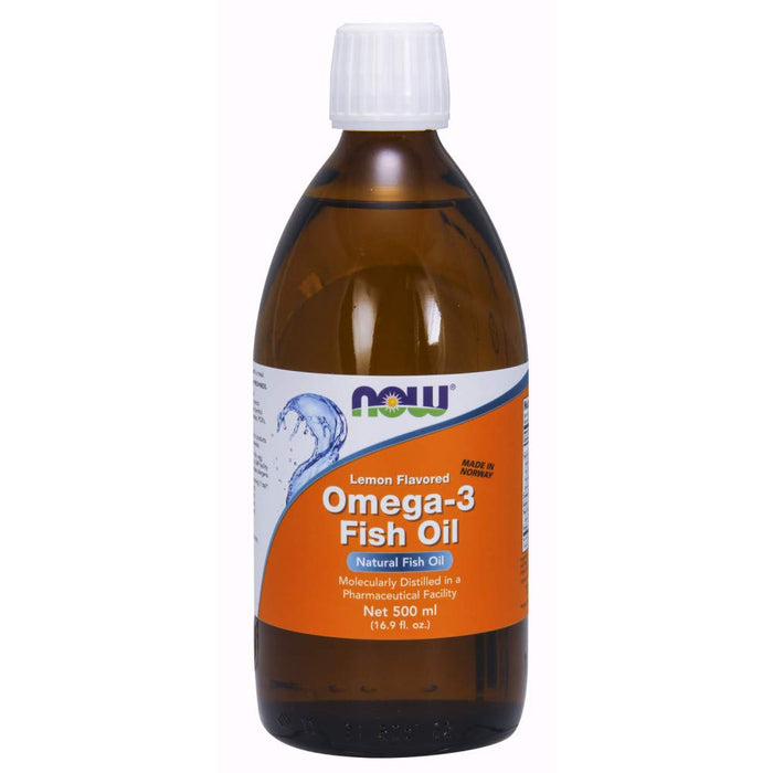 NOW Supplements, Omega-3 Fish Oil Liquid, Molecularly Distilled, Lemon Flavored, 16.9-Ounce