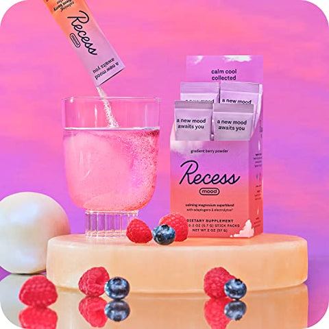 Recess Mood Powder, Calming Magnesium L-Threonate Blend with Passion Flower, L-Theanine, Electrolytes, Magnesium Calm Support Supplement