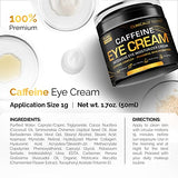 Caffeine Eye Cream For Anti Aging, Dark Circles, Bags, Puffiness. Great Under Eye Skin + Face Tightening, Eye Lift Treatment For Men & Women 1.7oz