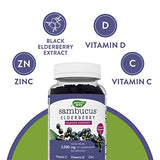 Nature's Way Sambucus Elderberry Gummies - Immune Support Supplement for Kids & Adults* - With Vitamins C, D3, Zinc & Antioxidant Support* - Gluten Free & Vegetarian - 100 Gummies