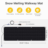 Juilsioa 5ft x 20in Snow Melting Mats, Anti-Slip Heated Outdoor Mat with Power Cord, Ideal for Snowy Paths to Hot Tubs