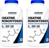 Nutricost Creatine Monohydrate 3000mg Serving, (750mg Per Capsule), 500 Capsules (2 Bottles)