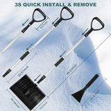 Snow Shovel for Driveway, Ergonomic Snow Shovel with Durable Aluminum Edge Blade,Large Portable Lightweight Emergency Car Snow Shovels for Garden, Camping, Car and Other Outdoor Activities-Black