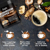 Mushroom Coffee Powder, 10 Mushroom Blend- Lion's Mane, Chaga, Cordyceps, Brain Supplements with Arabica Coffee, Ashwagandha, L-Theanine for Energy, Focus, Memory and Immunity, 50 Serving