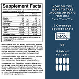Coromega MAX High Concentrate Omega 3 Fish Oil, 2400mg Omega-3s with 3X Better Absorption Than Softgels, 90 Single Serve Packets, Citrus Burst Flavor with Vitamin D