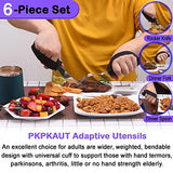 PKPKAUT Weighted Parkinsons Utensils for Hand Tremors, Weighted Silverware for Parkinsons Patients Arthritic Hands, Built Up Utensils for Adults, Adaptive Eating Utensils for Disabled People Elderly