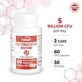 Supersmart - Lactobacillus Reuteri 5 Billion CFU per Day (Probiotic Supplement) - Digestive Health - Intestinal Microflora Balance - Normal Lipid Balance | Non-GMO & Gluten Free - 60 DR Capsules