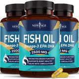 NEW AGE Omega 3 Fish Oil 2500mg Supplement Immune & Helath Support – Promotes Joint, Eye & Skin Health - Non GMO - EPA, DHA Fatty Acids Gluten Free (270 Softgels (Pack of 3))