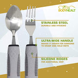 BodyHealt Easy Grip Adaptive Utensils - Weighted Utensils for Elderly, Disabled & Handicapped. Knives Forks & Spoons Set for Arthritis, Parkinsons Aid, Hand Muscle Weakness & Stroke Recovery Equipment