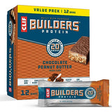 CLIF Builders - Chocolate Peanut Butter Flavor - Protein Bars - Gluten-Free - Non-GMO - Low Glycemic - 20g Protein - 2.4 oz. (12 Pack)