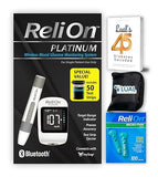 ReliOn Platinum Wireless Blood Glucose Monitoring System: Bluetooth-Enabled, Quick Results, with "Lual's 45: Diabetes Decoded" Guide & Complete Kit