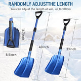 ZIHUA Car Snow Shovel for Vehicle,40" Folding Emergency Snow Shovel for Car,Snow Shovel for Car Driveway with Comfortable D-Grip Handle Portable,Car Trunk Snow Shovel (Blue)