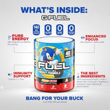 G fuel Sonic Energy Powder, Sugar Free, Clean Caffeine Focus Supplement, Water Mix, Peach Ring Candy Flavor, Focus Amino, Vitamin + Antioxidants Blend - 9.8 oz (40 Servings)