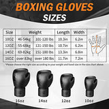 Boxing Gloves for Men and Women Suitable for Boxing Kickboxing Mixed Martial Arts Muay Thai MMA Heavy Bag Fighting Training (Black, 16oz)