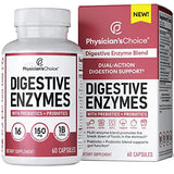 Physician's CHOICE Powerful Digestive Enzymes, Organic Prebiotics & Probiotics for Digestive & Gut Health - for Meal Time Discomfort Relief - Dual Action Approach W/Bromelain - 60 CT