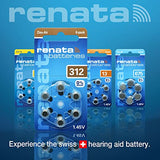 Renata Size 312 Zinc Air 1.45V Hearing Aid Battery - Designed in Switzerland (30 Batteries)