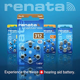 Renata Size 312 Zinc Air 1.45V Hearing Aid Battery - Designed in Switzerland (300 Batteries)