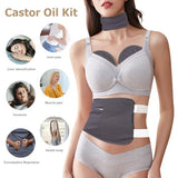 Castor Oil Pack Wrap 4 Pack Castor Oil Pack Wrap Organic Cotton Reusable Castor Oil Packs for Liver Detox for Chest Pads to Reduce Inflammation in The Body Castor Oil Pack for Neck（Grey)