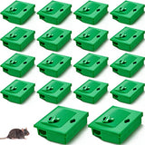 24 Pcs Mice Bait Station with Key Small Bait Station Traps Reusable Mouse Traps Outdoor Smart Tamper Proof Cage House Small Bait Boxes for Mice and Other Pests (Green)