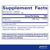 Pure Encapsulations Chromium (Picolinate) 200 mcg | Hypoallergenic Supplement for Healthy Lipid and Carbohydrate Metabolism Support* | 180 Capsules