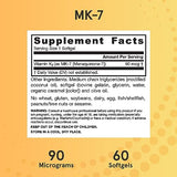 Jarrow Formulas MK-7 90 mcg - Bioactive Form of Vitamin K2 - 60 Servings (Softgels) - For Bone & Cardiovascular Health - Vitamin K2 MK-7 Dietary Supplement - K2 Vitamin Supplement MK-7 - Gluten Free