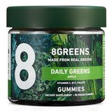 8Greens Daily Greens Gummies - Superfood Booster, Energy & Immune Support, Made with Real Greens, High in Antioxidants, Vitamin C, B12, Folate, Spirulina - Apple Flavored, 50 Vegan Gummies