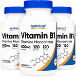 Nutricost Vitamin B1 (Thiamin) 500mg, 120 Capsules (3 Bottles)