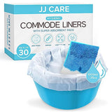 JJ CARE Bedside Commode Liners - Pack of 30 Comode Poop Bags with Liners and Absorbent Pads, Adults' Disposable Commode Liners for Bedside Toilet Chair Bucket