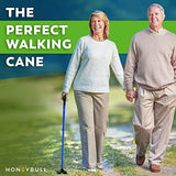 HONEYBULL Walking Cane for Men & Women - Foldable, Adjustable, Collapsible, Free Standing Cane, Pivot Tip, Heavy Duty, with Travel Bag | Walking Sticks, Folding Canes for Seniors & Adults [Blue]