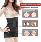 ChongErfei 2 in 1 Postpartum Belly Band - Recovery Belly/Pelvis Belt Black Support Postpartum Belly Band,Black One Size